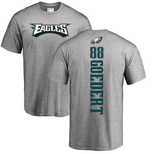 Men Philadelphia Eagles #88 Dallas Goedert Ash Backer NFL T Shirt